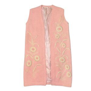 Vintage 60s/70s Floral Coquette Cottage Core Open Vest Wool Women’s Size EU 40 M